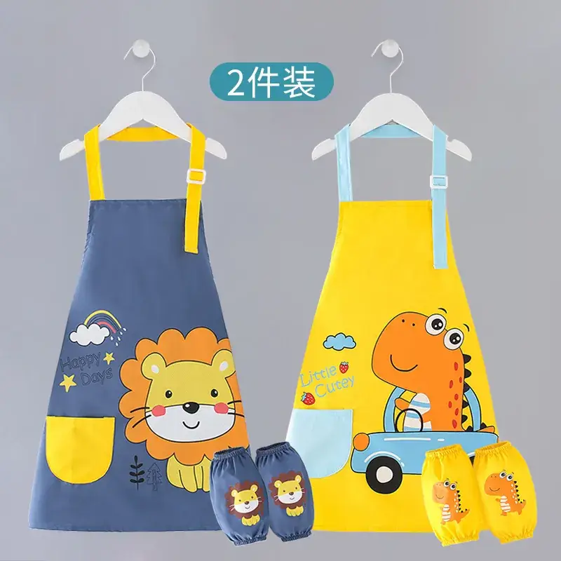 Baby Apron Painting Smock Yellow Green 2-Pack