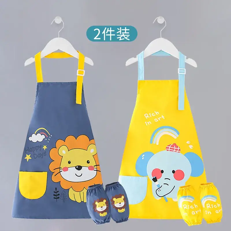 Baby Apron Painting Smock Yellow Green 2-Pack