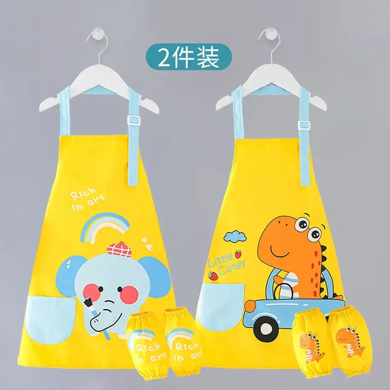 Baby Apron Painting Smock Yellow Green 2-Pack