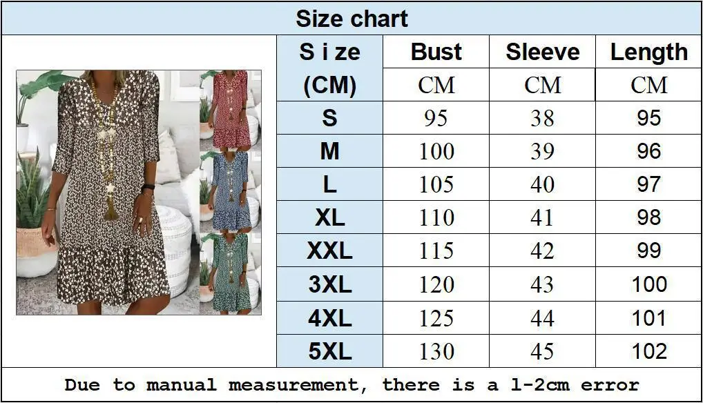 Printed V Neck Mid Sleeve Dress for Women 2025 — feature 4