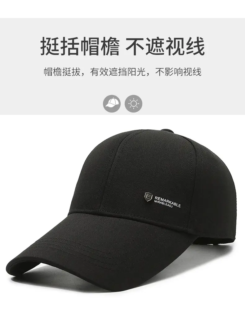 Men's Black Outdoor Baseball Cap Windproof Sunscreen — feature 2