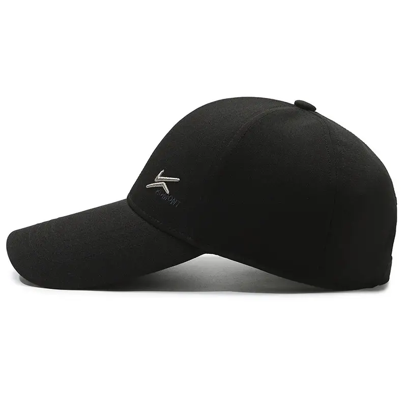Men's Black Baseball Cap with Logo Long Casue