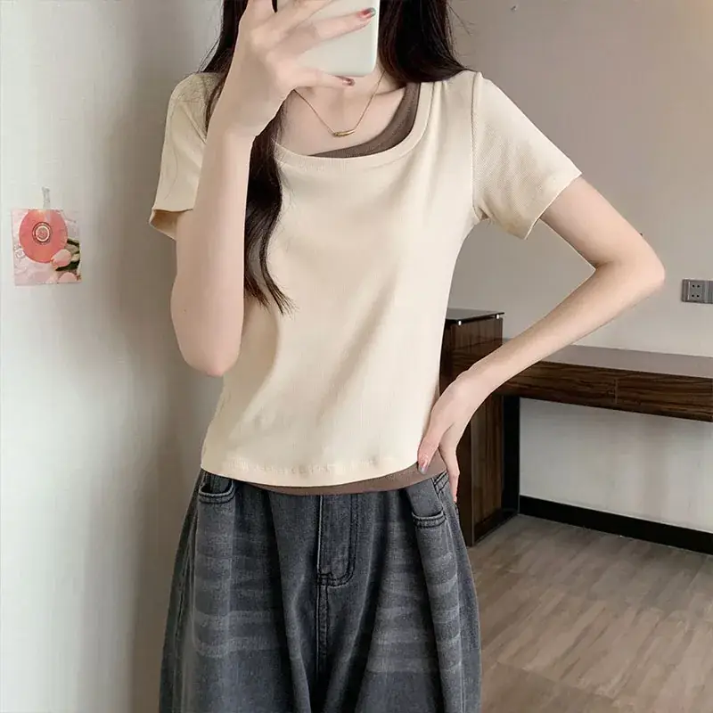 Women Slim Collar T-Shirt Summer 2025 - Image 2