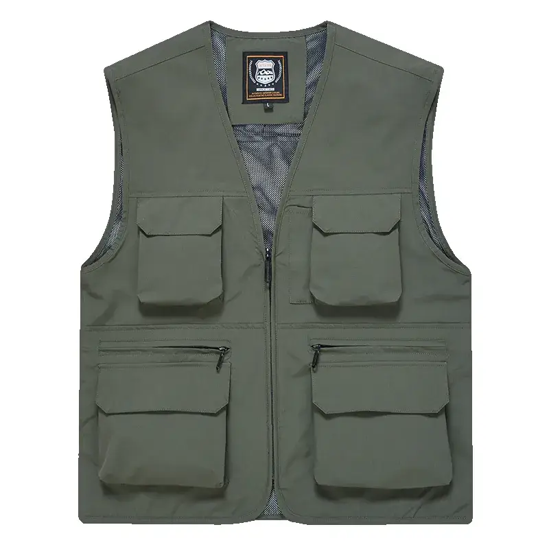Men's Yellow Multi-Pocket Waistcoat Vest