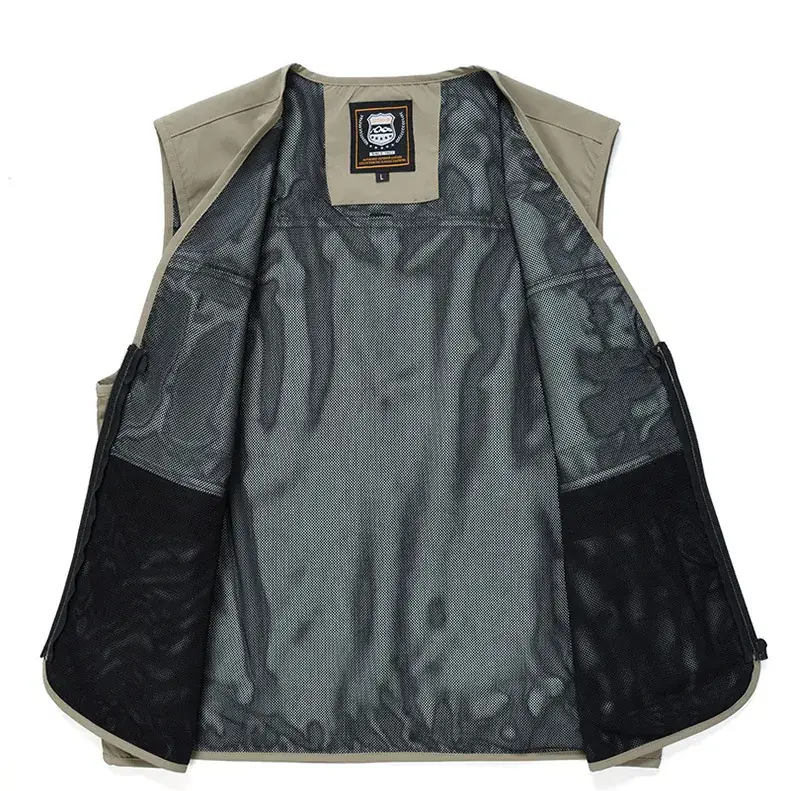 Men's Yellow Multi-Pocket Waistcoat Vest — feature 12