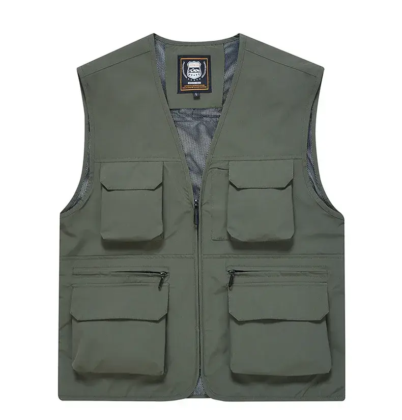 Men's Yellow Multi-Pocket Waistcoat Vest — feature 13