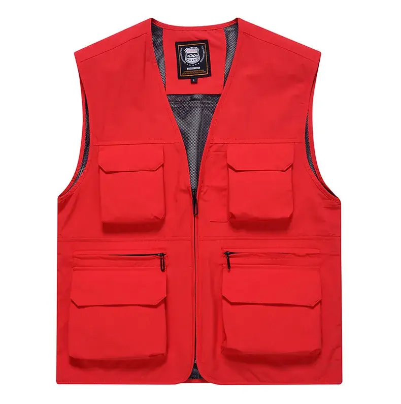 Men's Yellow Multi-Pocket Waistcoat Vest — feature 15