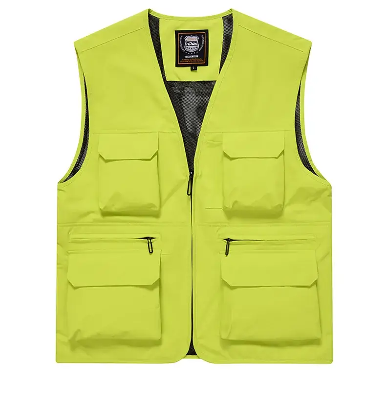 Men's Yellow Multi-Pocket Waistcoat Vest — feature 18