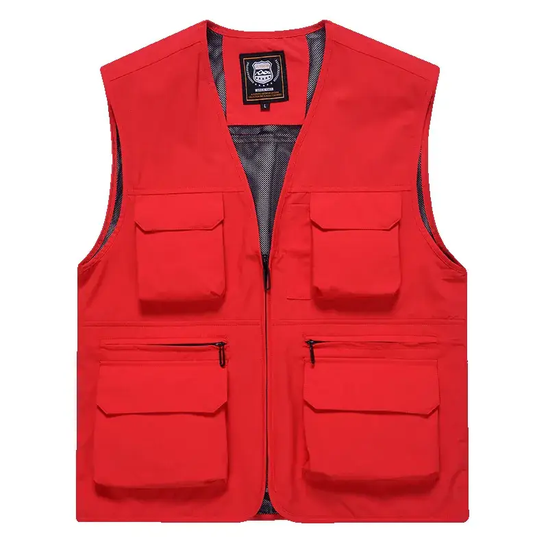 Men's Yellow Multi-Pocket Waistcoat Vest