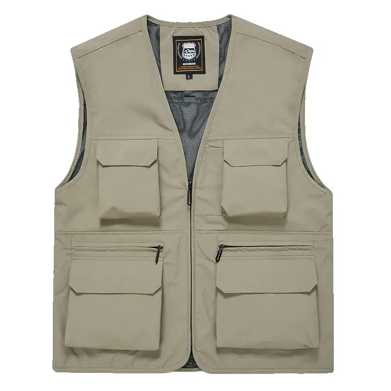 Men's Yellow Multi-Pocket Waistcoat Vest