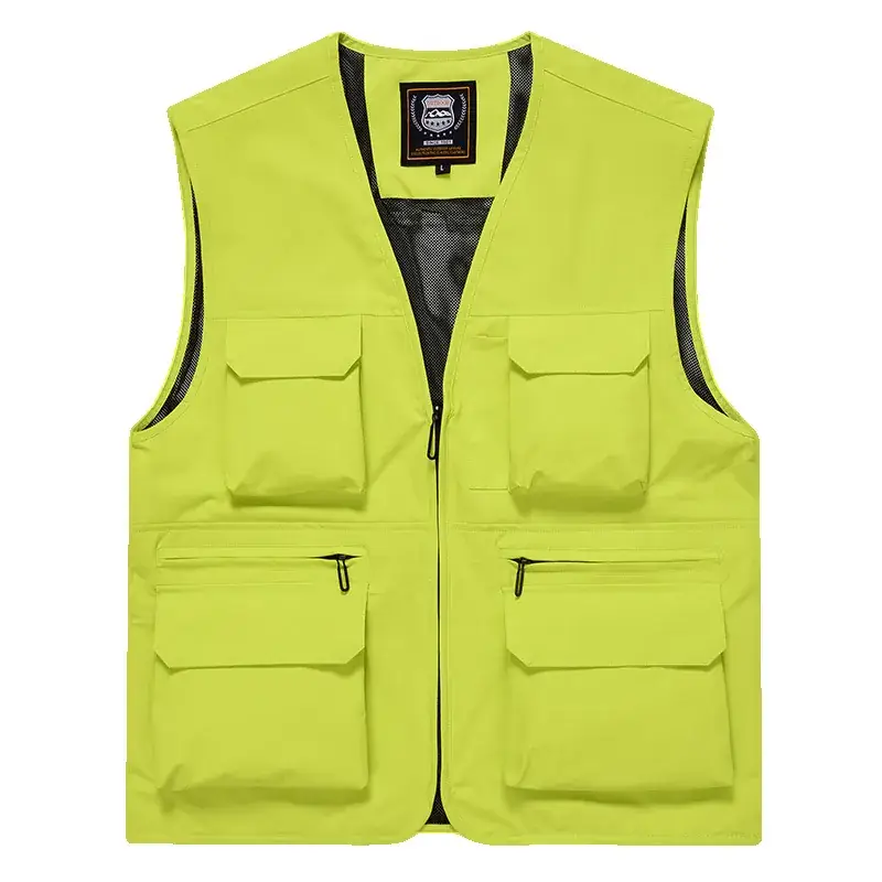 Men's Yellow Multi-Pocket Waistcoat Vest
