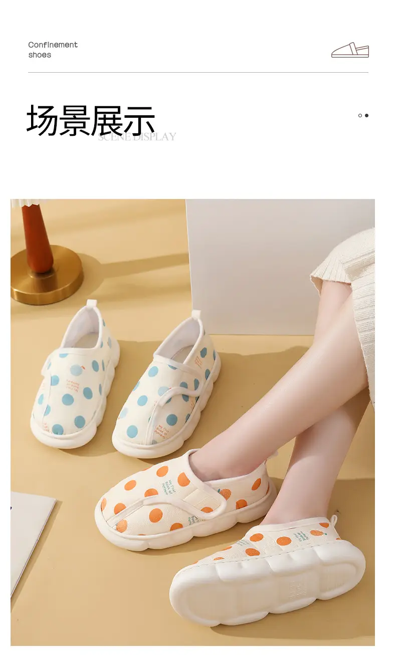 Spring and Summer New Velcro Confinement Shoes Maternity Summer Bag Heel Breathable Pregnant Women Soft Bottom Indoor Postpartum Cotton Slippers — feature 9