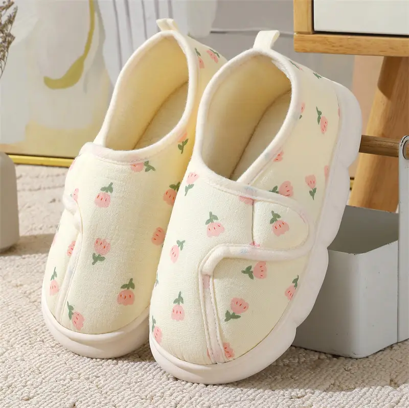 Spring and Summer New Velcro Confinement Shoes Maternity Summer Bag Heel Breathable Pregnant Women Soft Bottom Indoor Postpartum Cotton Slippers