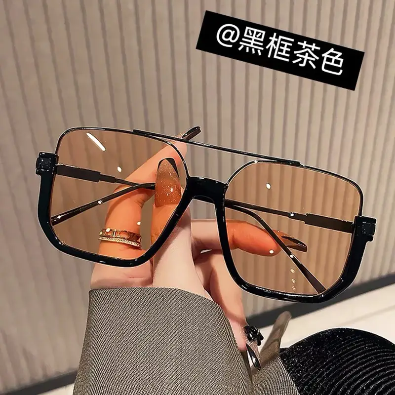 Large Square Frame Sunglasses for Women Black Summer Korean Style - Image 2