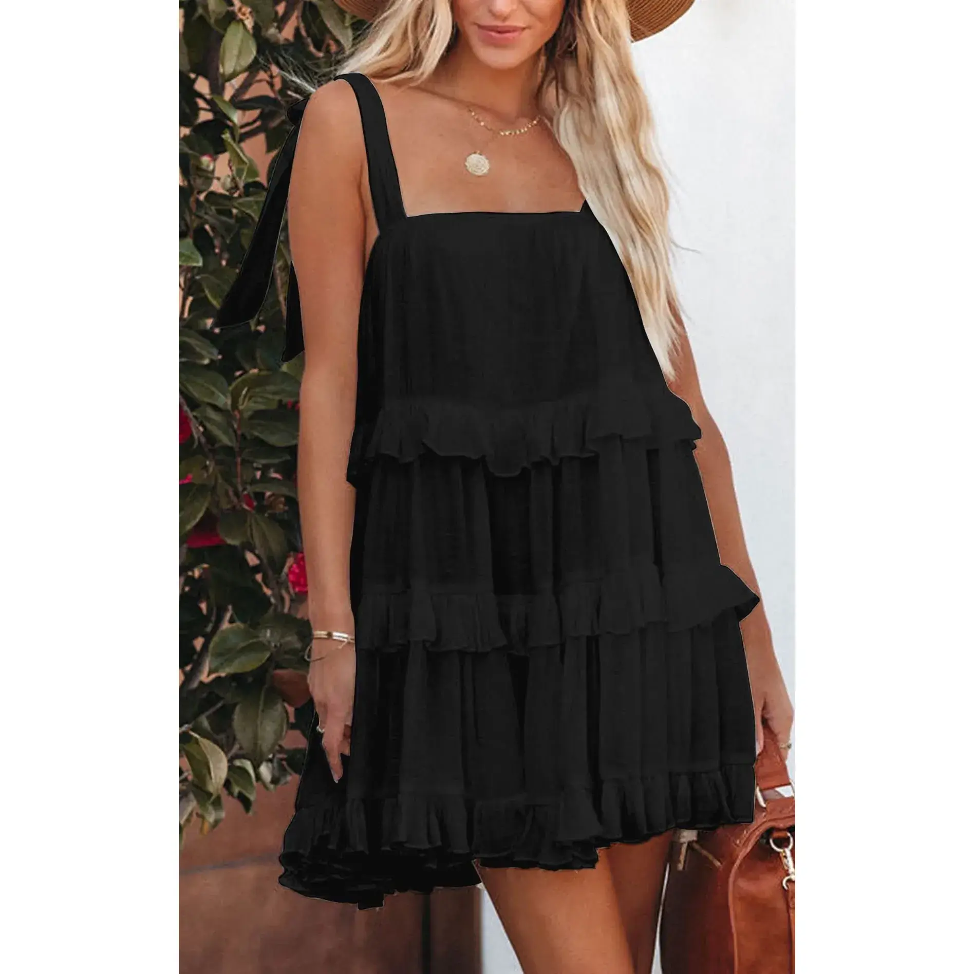 White Ruffled Layered Dress for Women Summer — feature 11