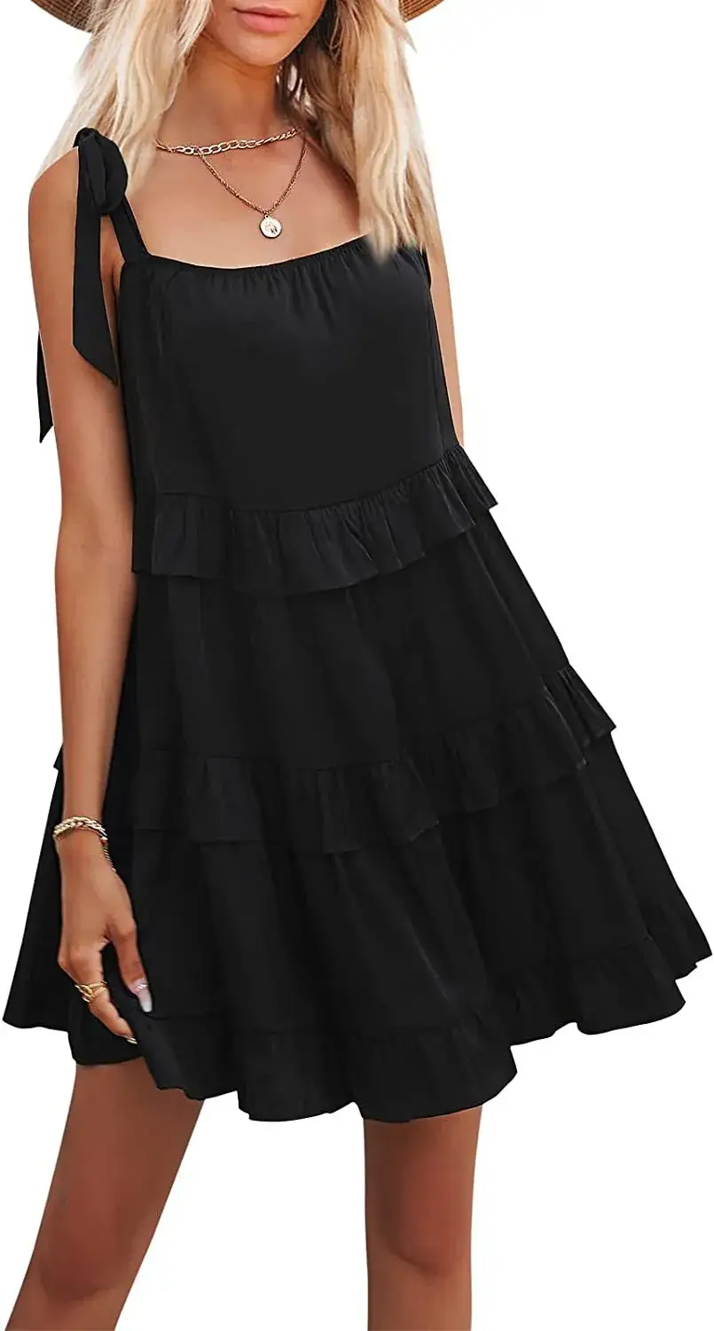 White Ruffled Layered Dress for Women Summer — feature 13