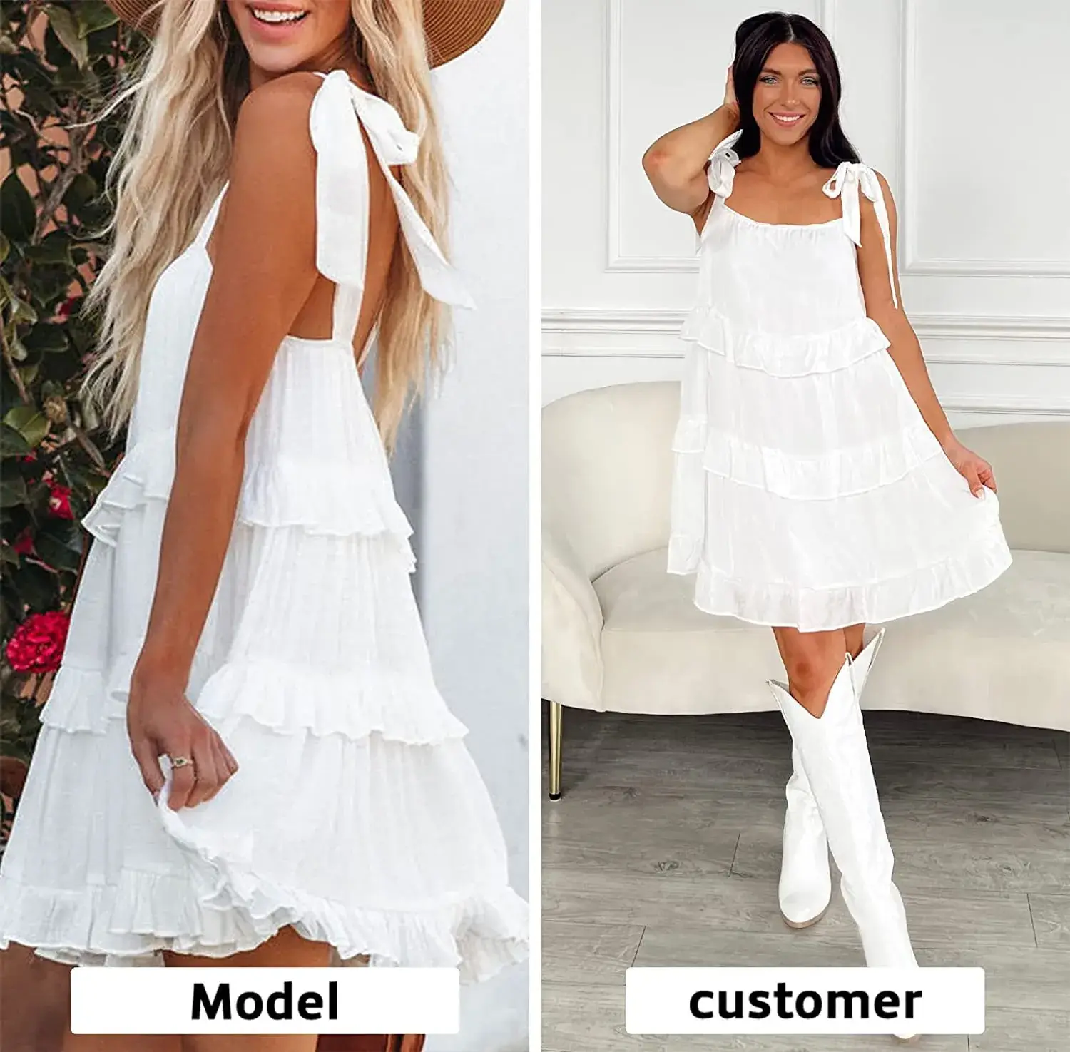 White Ruffled Layered Dress for Women Summer — feature 14