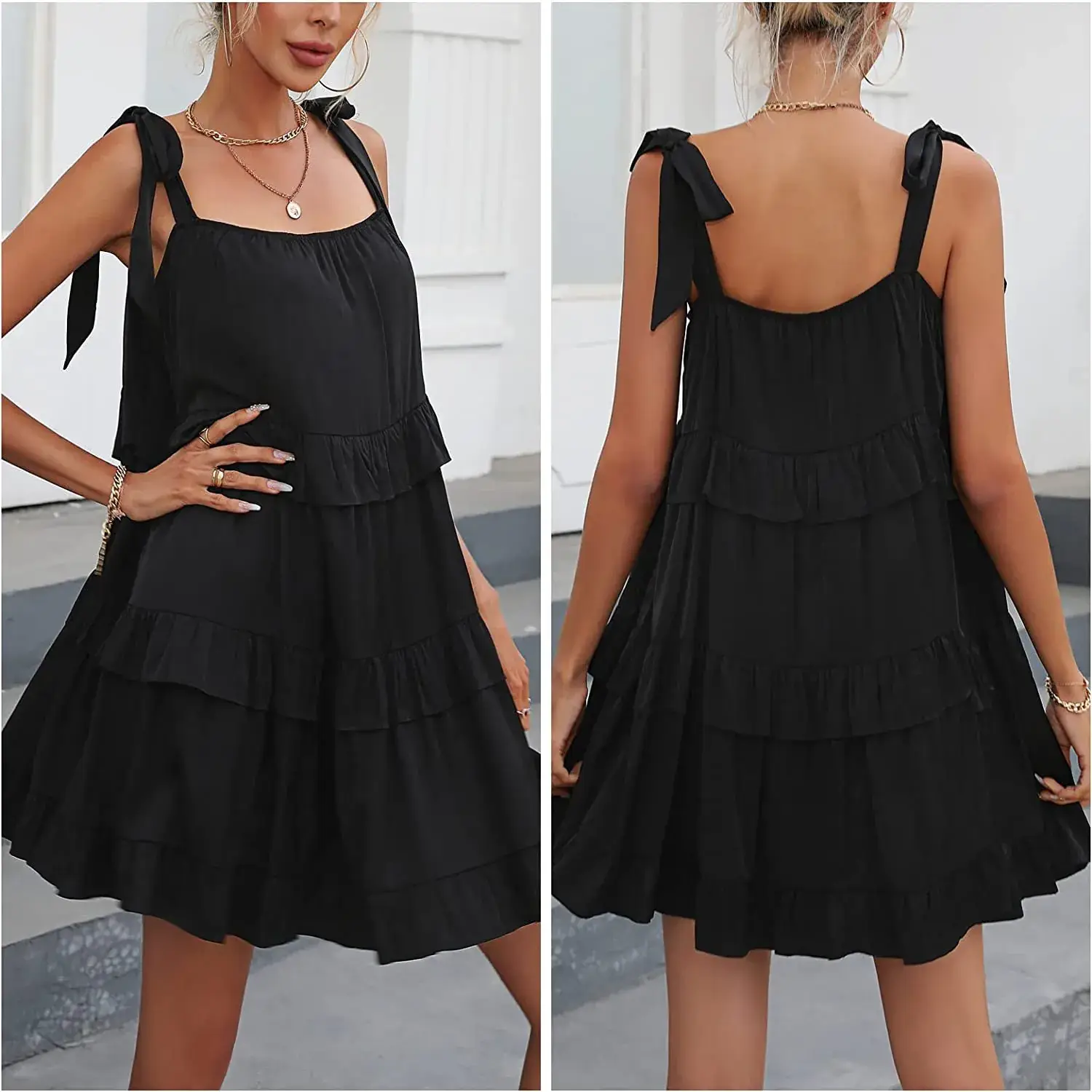 White Ruffled Layered Dress for Women Summer — feature 18