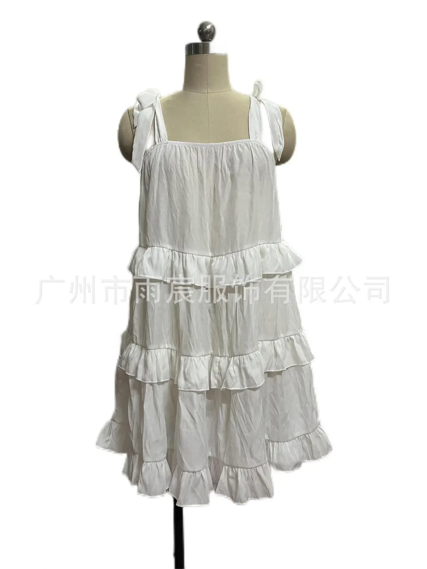 White Ruffled Layered Dress for Women Summer — feature 5