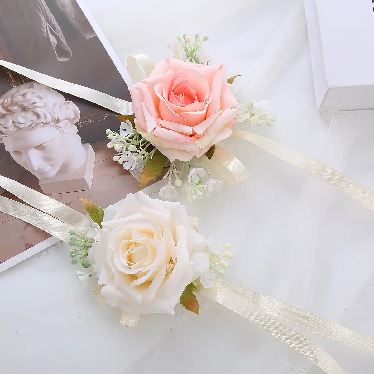 Pink Rose Wreath Headdress for Bridal Hairband — feature 15