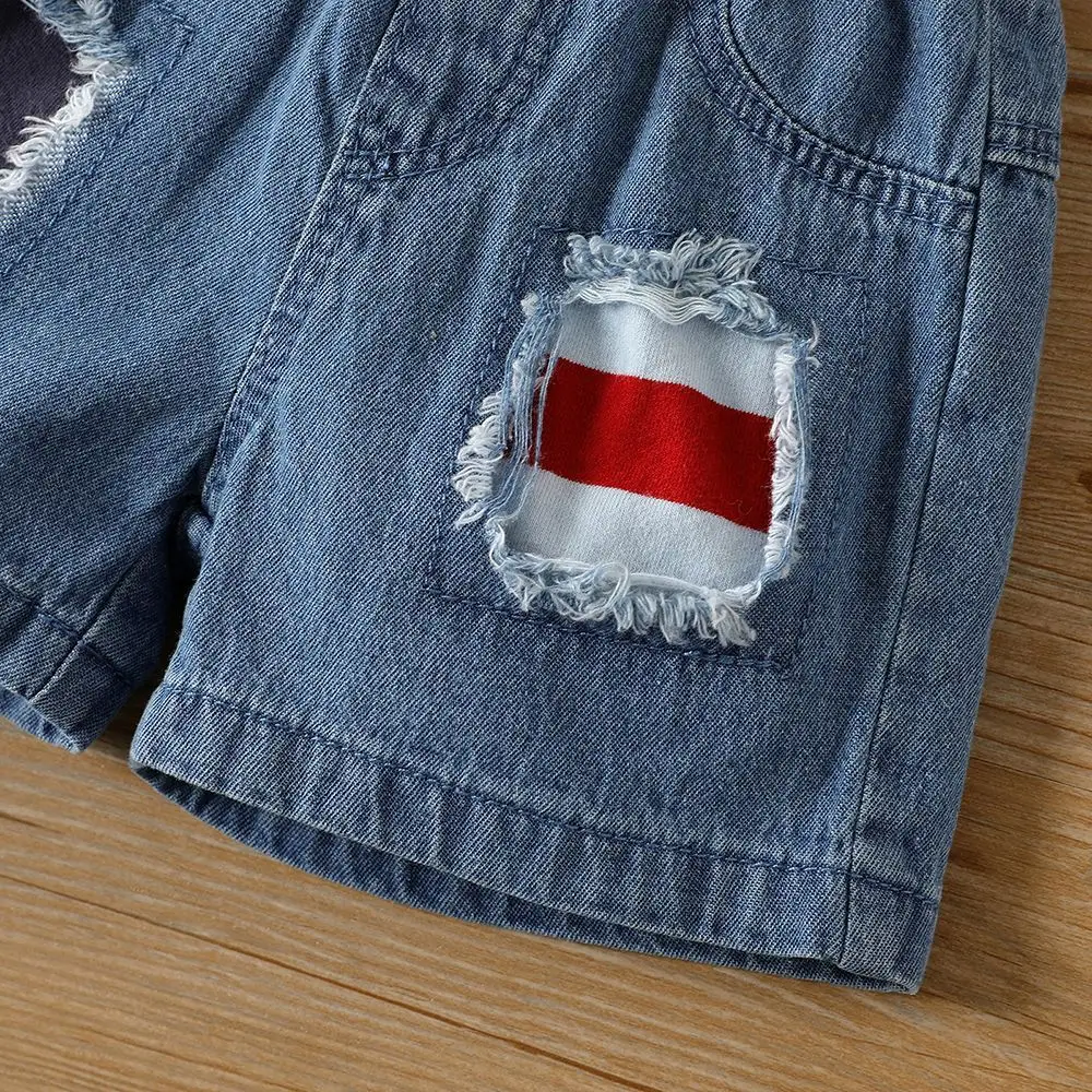 Blue Denim Shorts Set for Boys Summer Sleeveless Top — feature 6