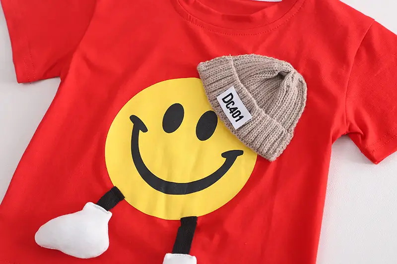 Boy Red T-Shirt Blue Denim Shorts Set Summer — feature 8