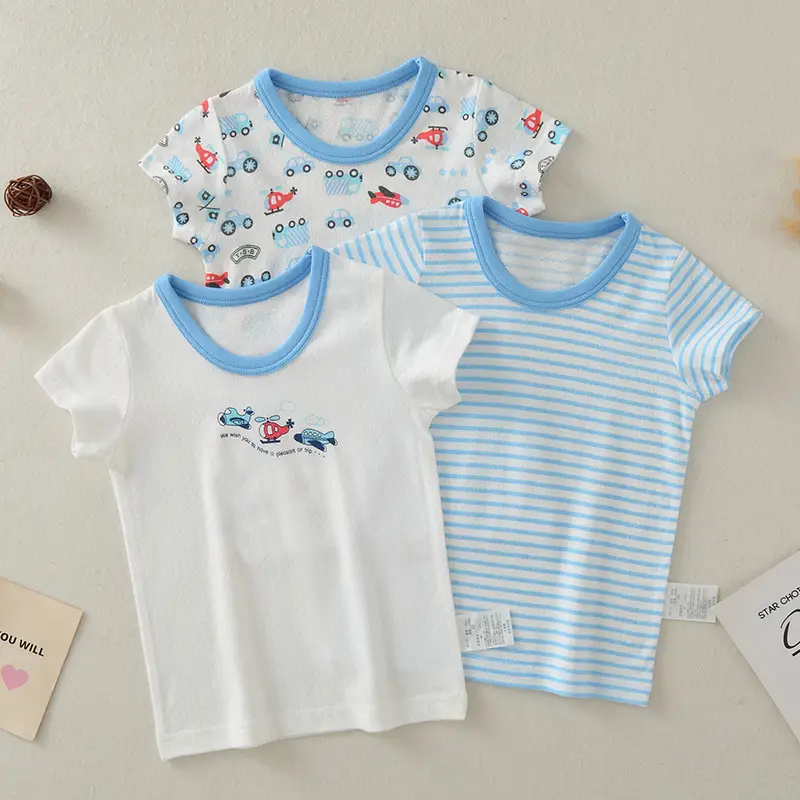Boys Cartoon Airplane T-Shirt Short Sleeve Summer Cotton - Image 2