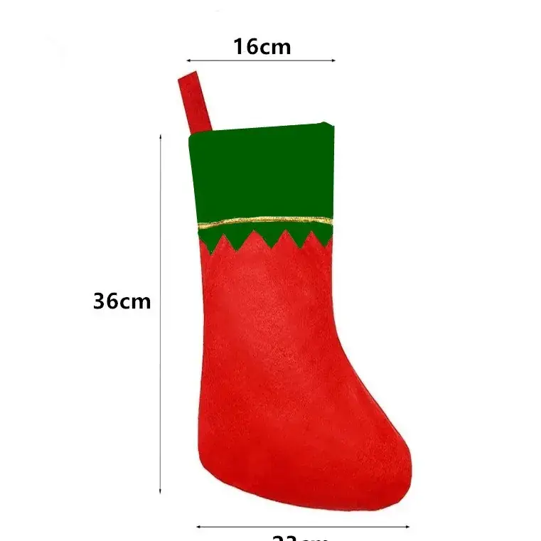 Christmas Socks Red Green 16x36cm Non-Woven Fabric - Image 2