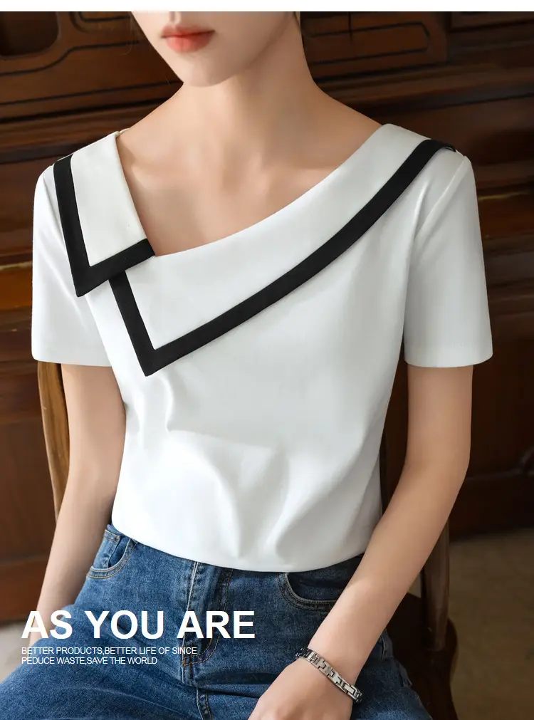 Women Black V-Neck Cotton T-Shirt Summer 2025 — feature 11