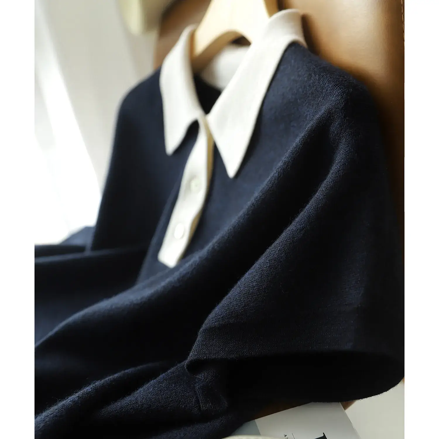 Women Korean Lapel Top Black White Short Sleeve 2023 - Image 5