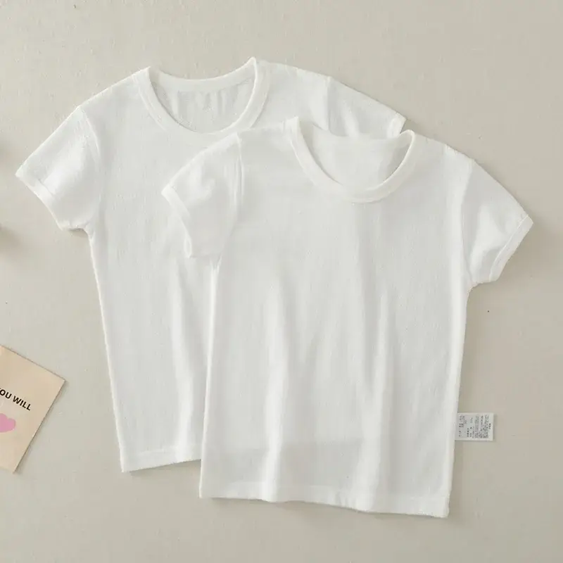 Boys Girls White Cotton Vest Summer Kids Half Sleeve Vest