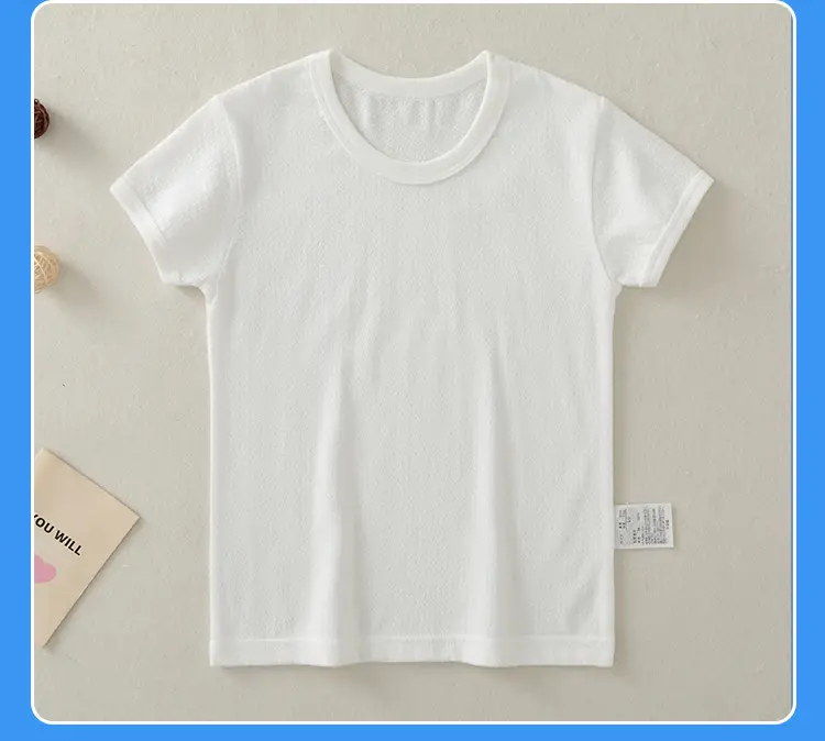 Boys Girls White Cotton Vest Summer Kids Half Sleeve Vest — feature 13