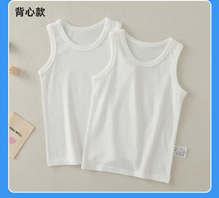 Boys Girls White Cotton Vest Summer Kids Half Sleeve Vest — feature 17