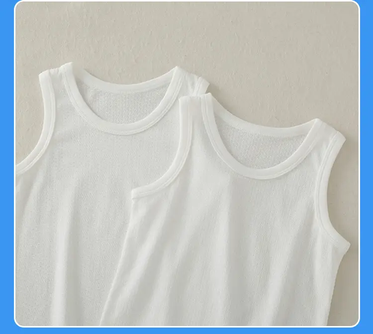 Boys Girls White Cotton Vest Summer Kids Half Sleeve Vest — feature 19