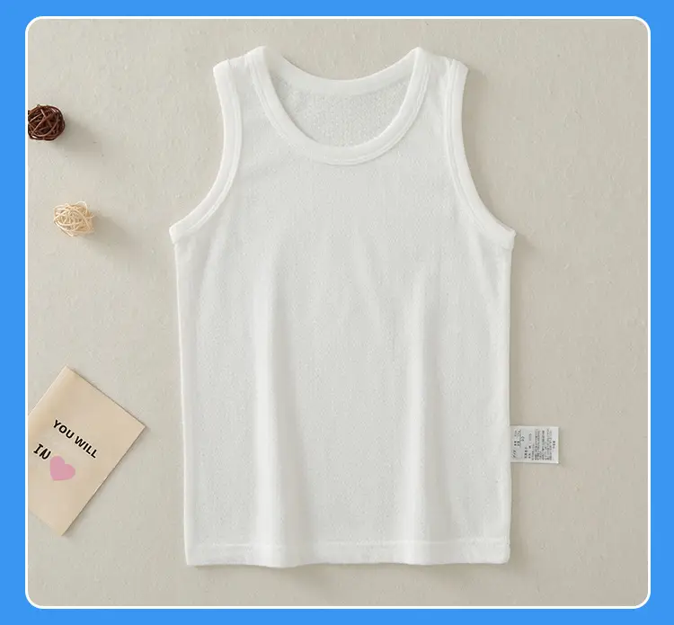 Boys Girls White Cotton Vest Summer Kids Half Sleeve Vest — feature 21