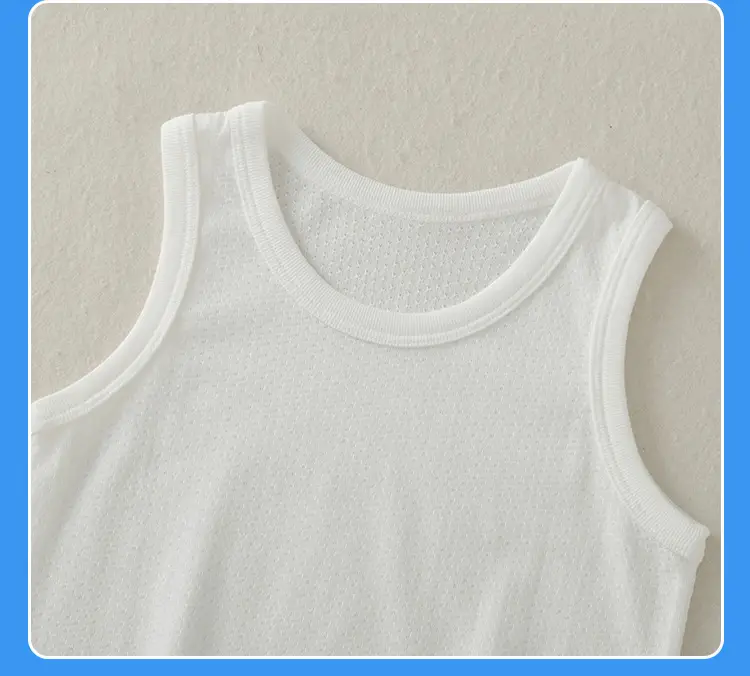 Boys Girls White Cotton Vest Summer Kids Half Sleeve Vest — feature 22