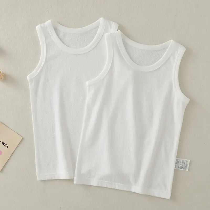 Boys Girls White Cotton Vest Summer Kids Half Sleeve Vest