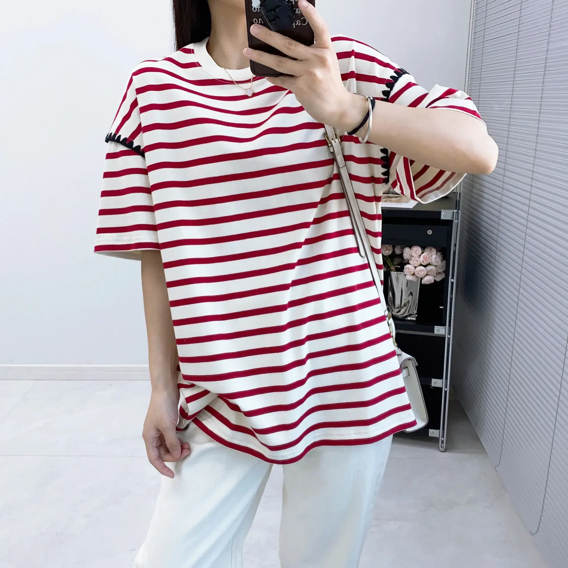 2213 Striped Unisex T-Shirt 2023 Summer Loose Fit - Image 5