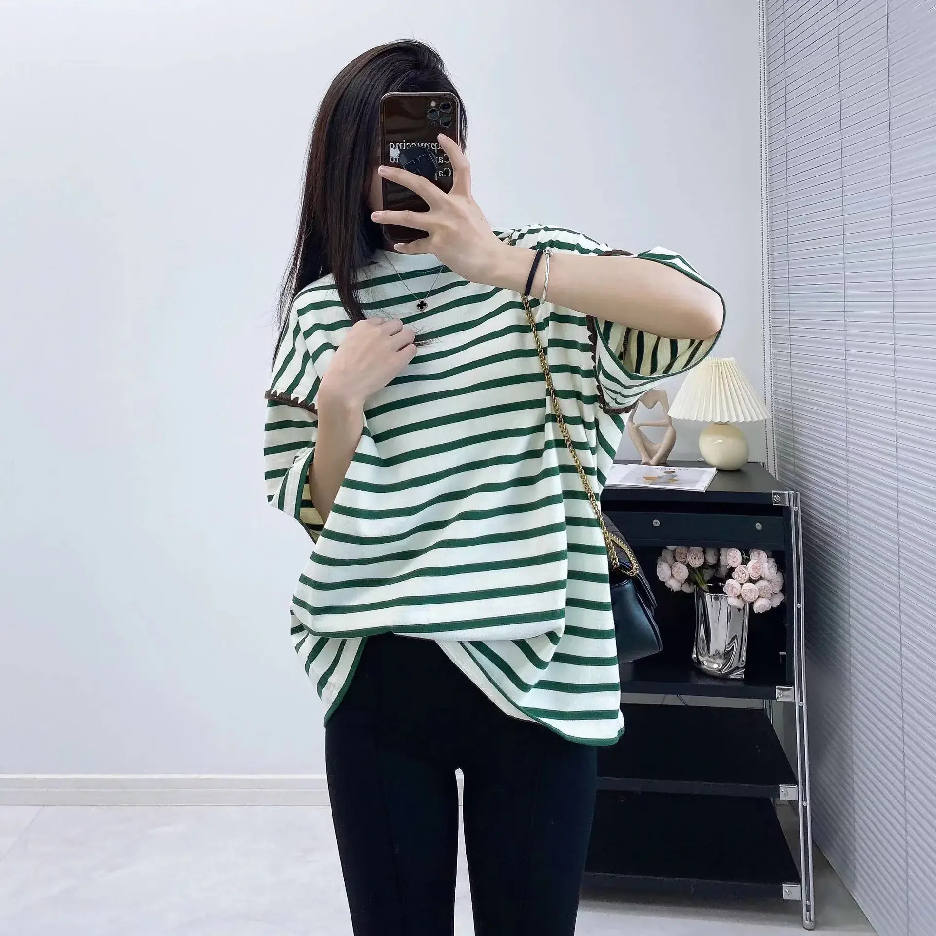 2213 Striped Unisex T-Shirt 2023 Summer Loose Fit - Image 6