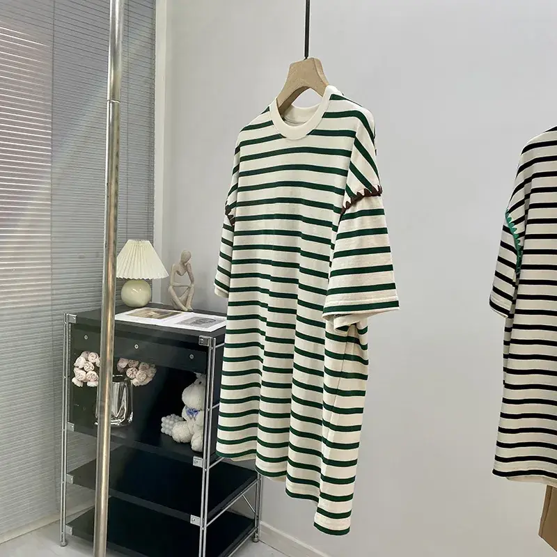 2213 Striped Unisex T-Shirt 2023 Summer Loose Fit - Image 3