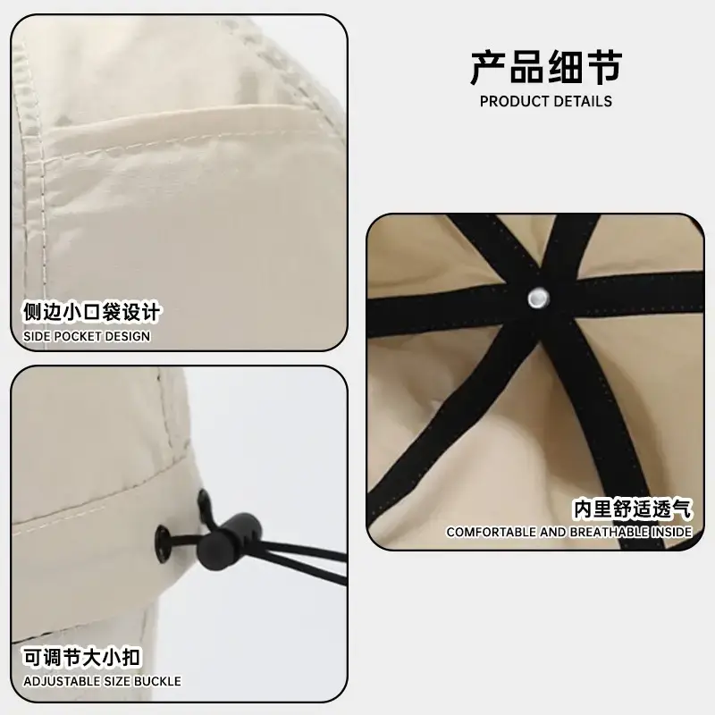 Women Drawstring Sun Hat Black White Brown Gray - Image 15