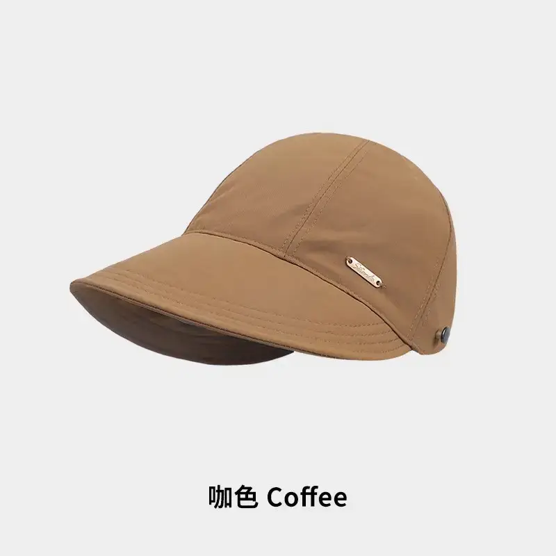 Women Drawstring Sun Hat Black White Brown Gray - Image 12