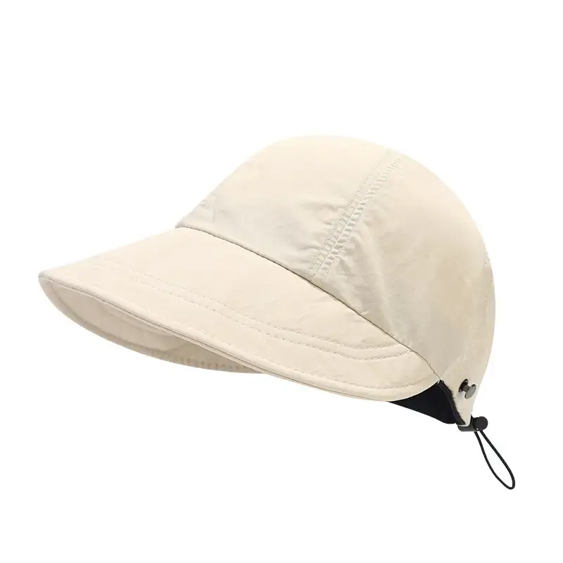 Women Drawstring Sun Hat Black White Brown Gray - Image 2