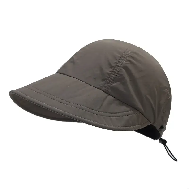 Women Drawstring Sun Hat Black White Brown Gray - Image 3