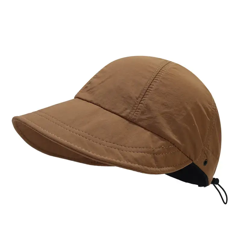 Women Drawstring Sun Hat Black White Brown Gray - Image 4