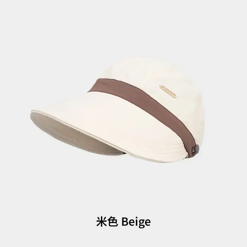 Women Drawstring Sun Hat Black White Brown Gray - Image 6