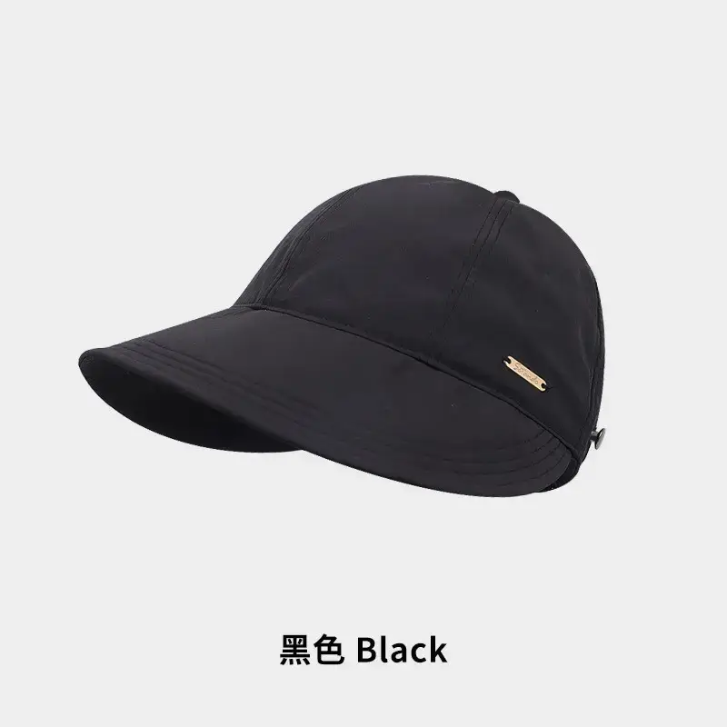 Women Drawstring Sun Hat Black White Brown Gray - Image 9