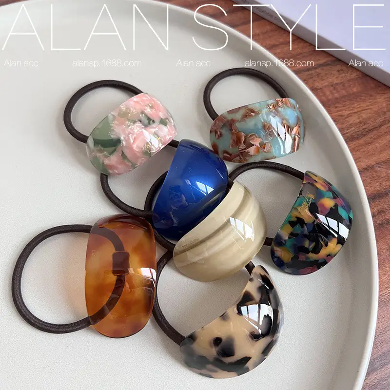 Korean Oval Acetic Acid Hair Rings for Women - Image 10
