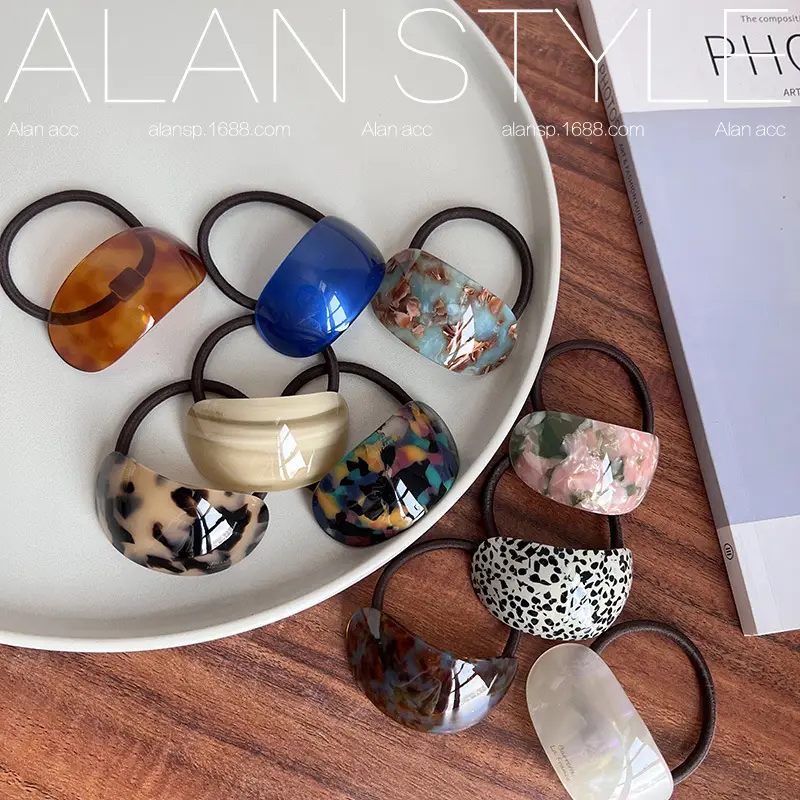 Korean Oval Acetic Acid Hair Rings for Women - Image 11