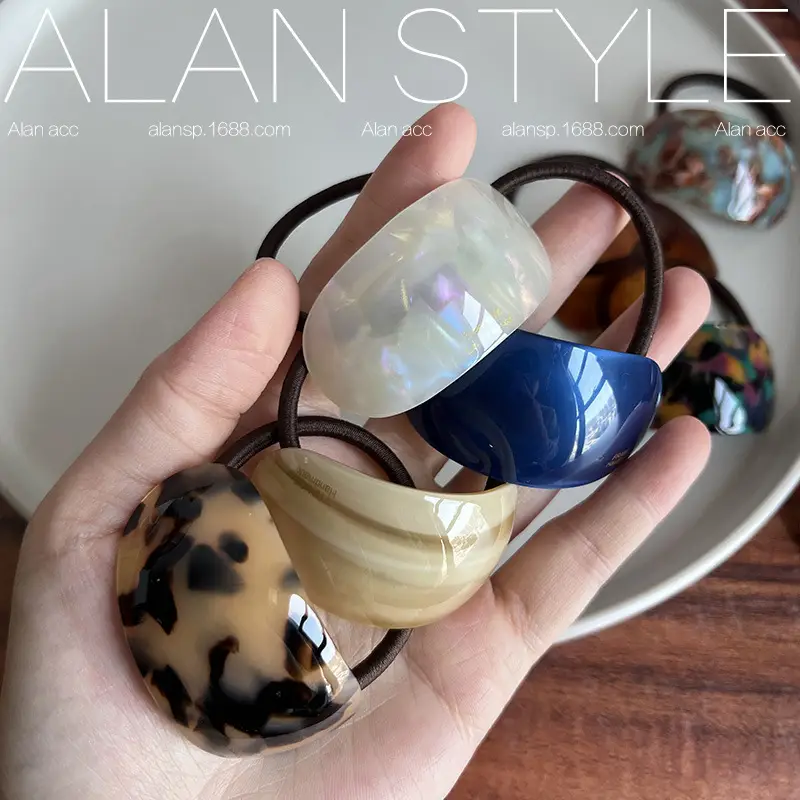 Korean Oval Acetic Acid Hair Rings for Women - Image 12
